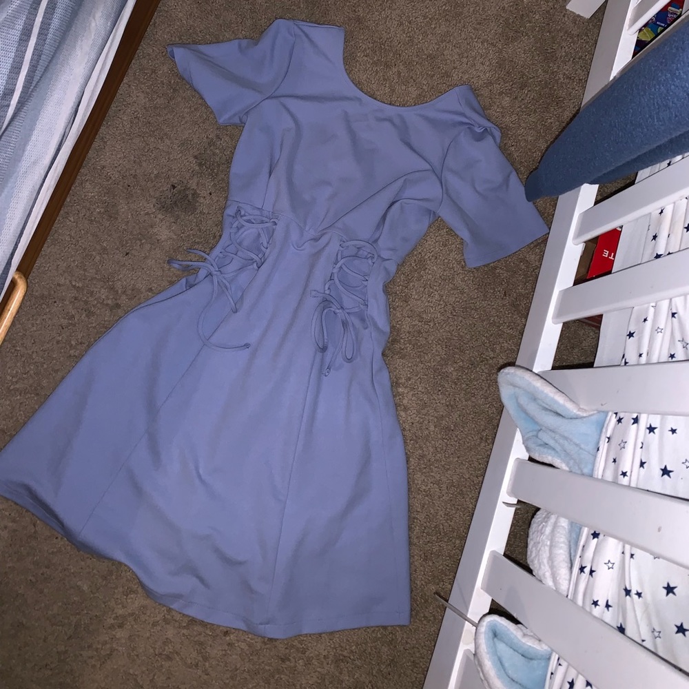 Light blue maternity skater dress